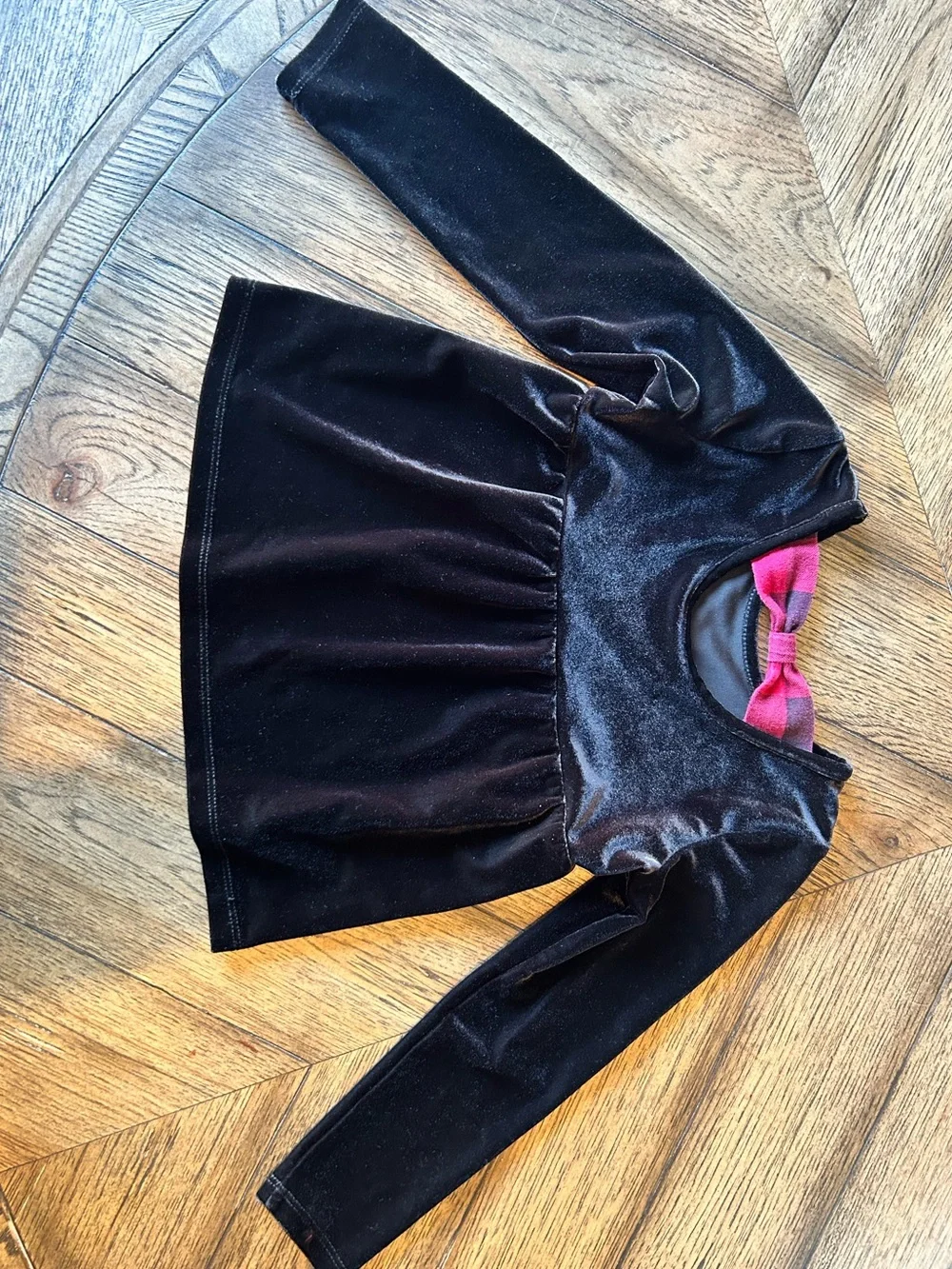 The Children's Place Black Velvet Long-Sleeve Peplum Top